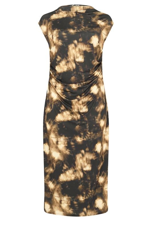 YOURS LONDON Plus Size Chocolate Brown Abstract Drape Dress | Yours Clothing 5