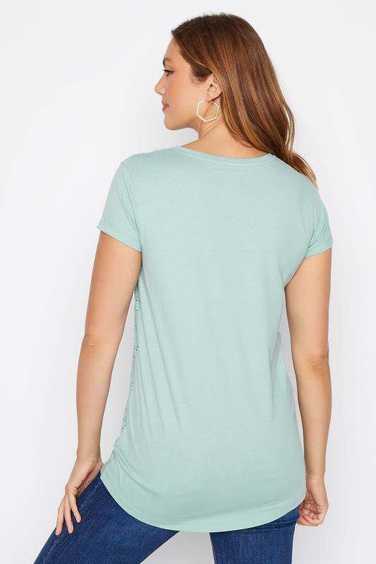 LTS Tall Women's Sage Green Broderie Anglaise Cotton T-Shirt | Yours Clothing 3