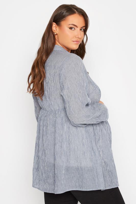 BUMP IT UP MATERNITY Plus Size Blue Stripe Popover Shirt | Yours Clothing 4