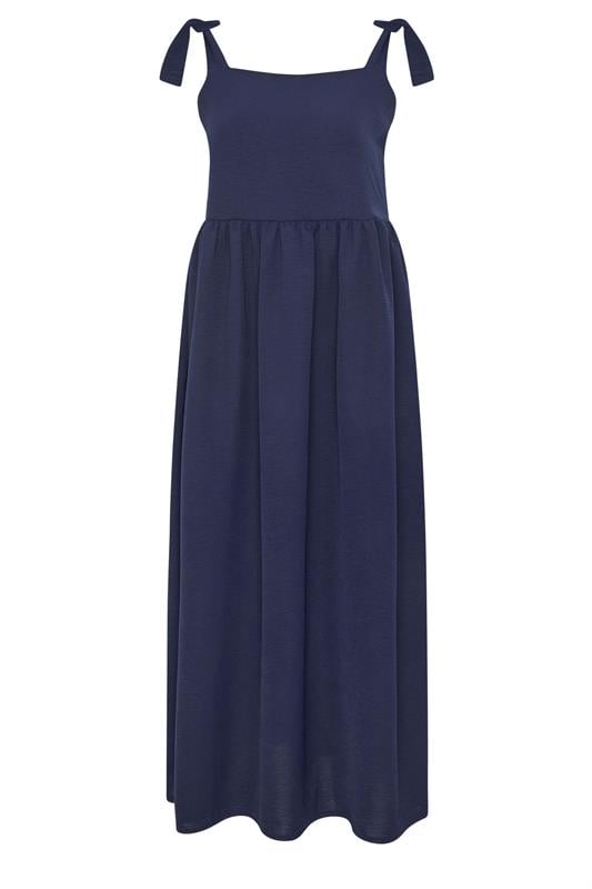 LTS Tall Women's Navy Blue Tie Detail Midi Sundress | Long Tall Sally 5