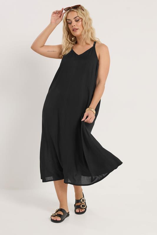 YOURS Plus Size Black Throw On Maxi Dress | Yours Clothing 2