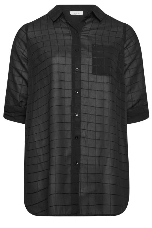 YOURS LONDON Plus Size Black Check Chiffon Shirt | Yours Clothing 8