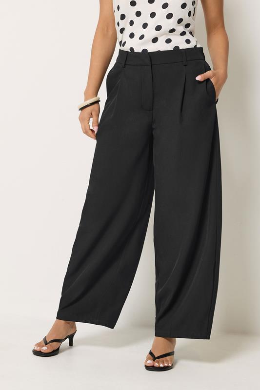 PixieGirl Petite Women's Black Barrel Leg Trousers | PixieGirl  1