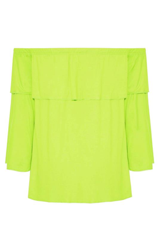 LIMITED COLLECTION Curve Lime Green Frill Bardot Top_Y.jpg