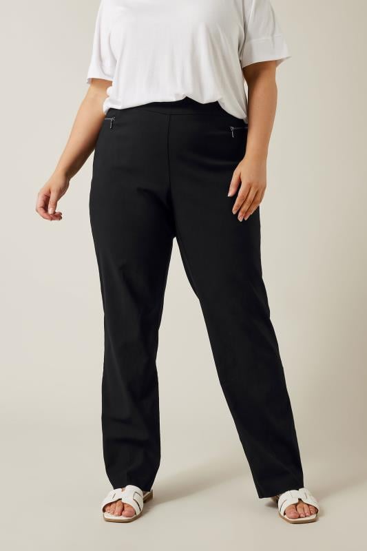 Plus Size  Evans Black Straight Leg Trousers