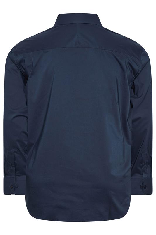 D555 Big & Tall Navy Blue Long Sleeve Non Iron Stretch Shirt | BadRhino 4