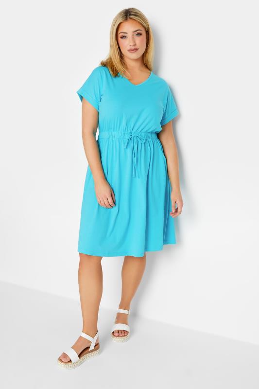 Plus Size Blue Cotton T-Shirt Dress | Yours Clothing 2