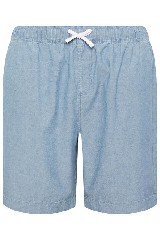 BadRhino Big & Tall Chambray Blue Elasticated Waist Cotton Shorts | BadRhino 7