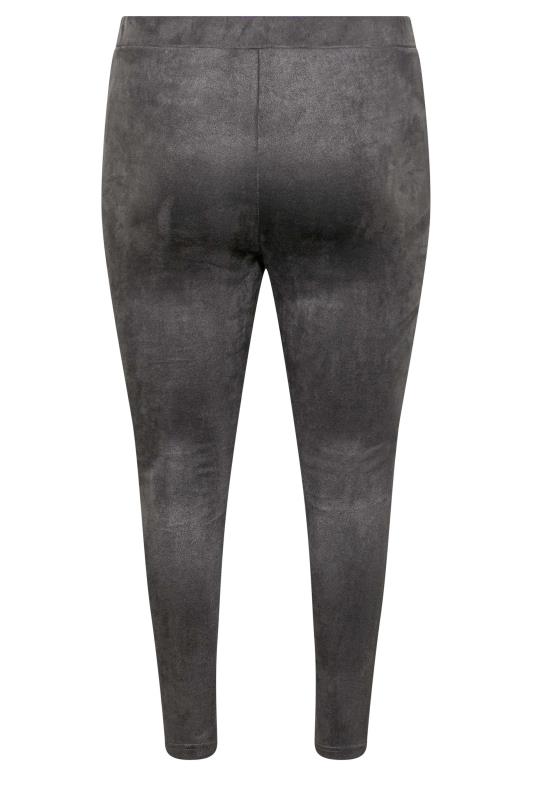 Plus Size Charcoal Grey Faux Suede High Waisted Leggings | Yours Clothing 6