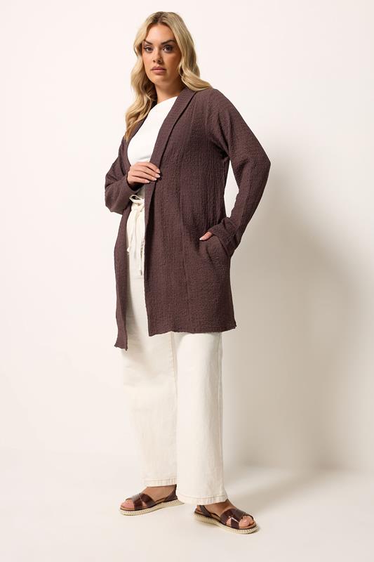 YOURS Plus Size Chocolate Brown Bubble Textured Blazer | Yours Clothing 1