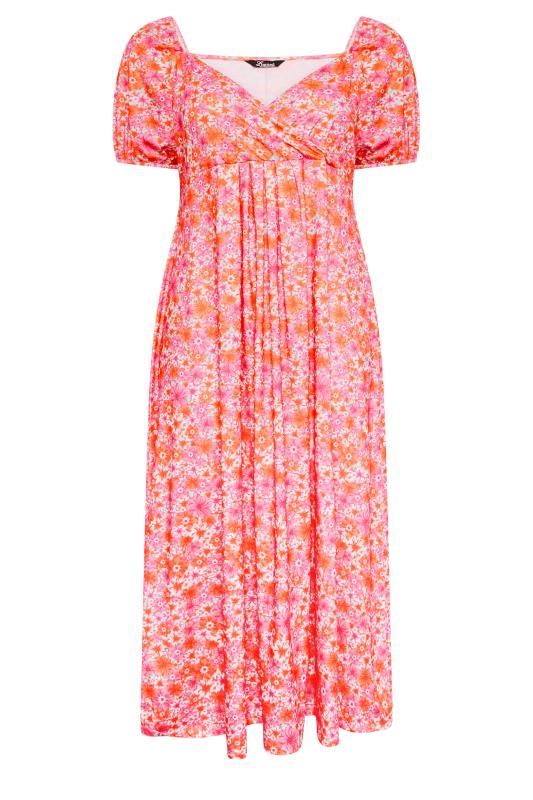 LIMITED COLLECTION Curve Plus Size Pink Floral Wrap Maxi Dress | Yours Clothing  5