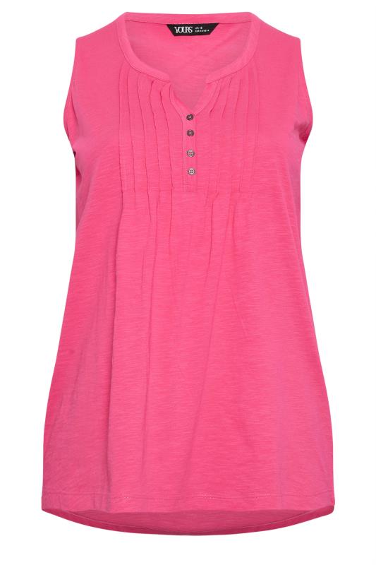 YOURS Plus Size 2 PACK Pink & White Pintuck Henley Vest Tops | Yours Clothing 8