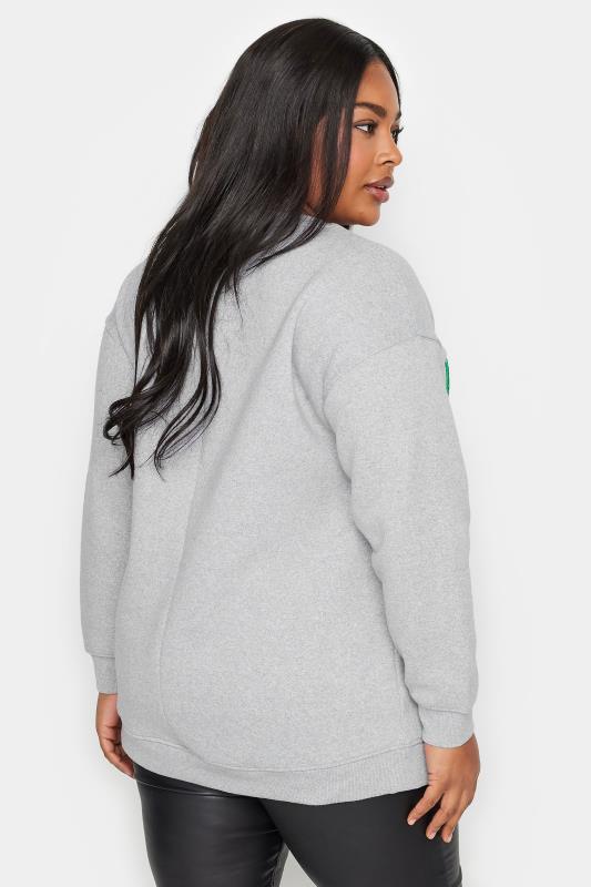 YOURS Plus Size Light Grey 'Los Angeles' Embroidered Slogan Sweatshirt | Yours Clothing 3