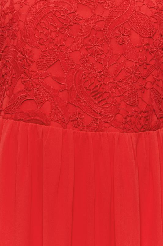 Plus Size YOURS LONDON Curve Red Lace Front Chiffon Maxi Dress | Yours Clothing  6