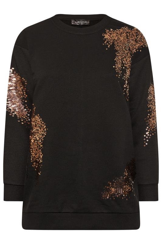 YOURS LUXURY Plus Size Black Sequin Embellished Sweatshirt | Yours Clothing 6