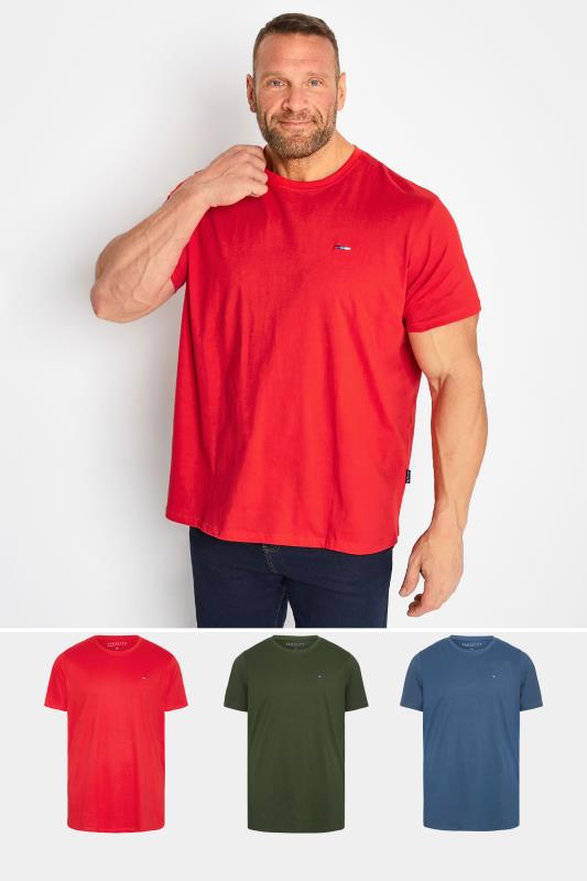  Grande Taille BadRhino Big & Tall 3 PACK Red & Blue Cotton T-Shirts