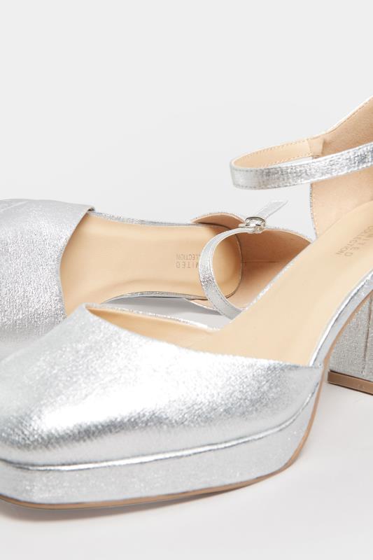 LIMITED COLLECTION Silver Platform Court Shoes In Extra Wide EEE Fit | Yours Clothing 5