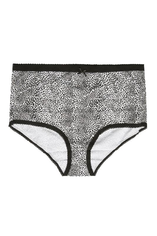 5 PACK Black & White Leopard Print High Waisted Full Briefs | Yours Clothing 3