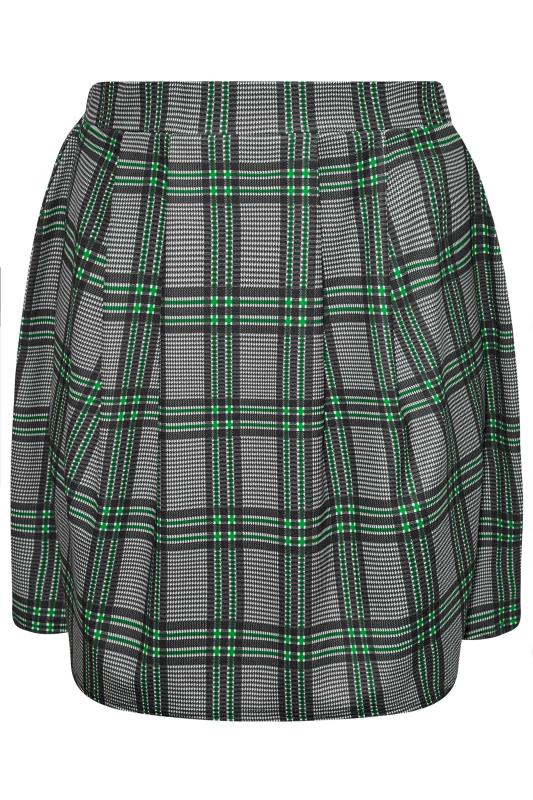 LIMITED COLLECTION Plus Size Grey & Green Check Pleated Skater Skirt | Yours Clothing 4