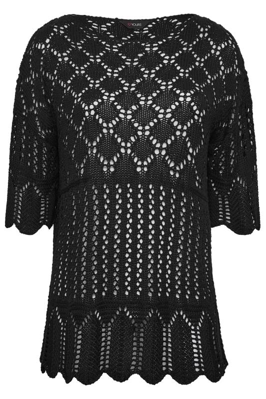 YOURS Plus Size Curve Black Crochet Jumper | Yours Clothing  6