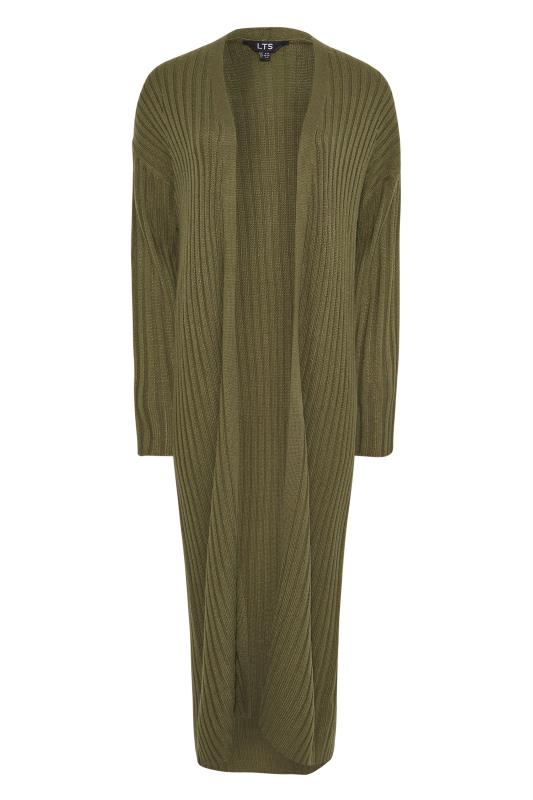 Tall Women's Khaki Green Ribbed Midi Cardigan | Long Tall Sally  6