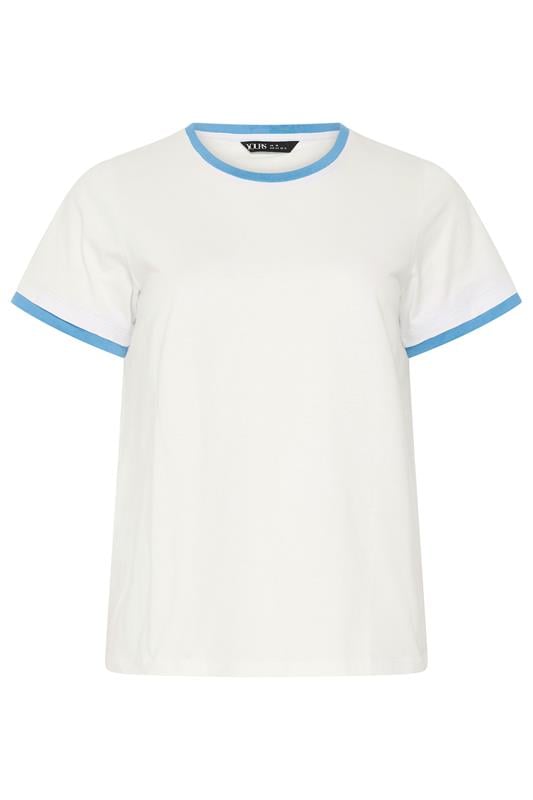 YOURS Plus Size White Contrast Trim T-Shirt | Yours Clothing 5