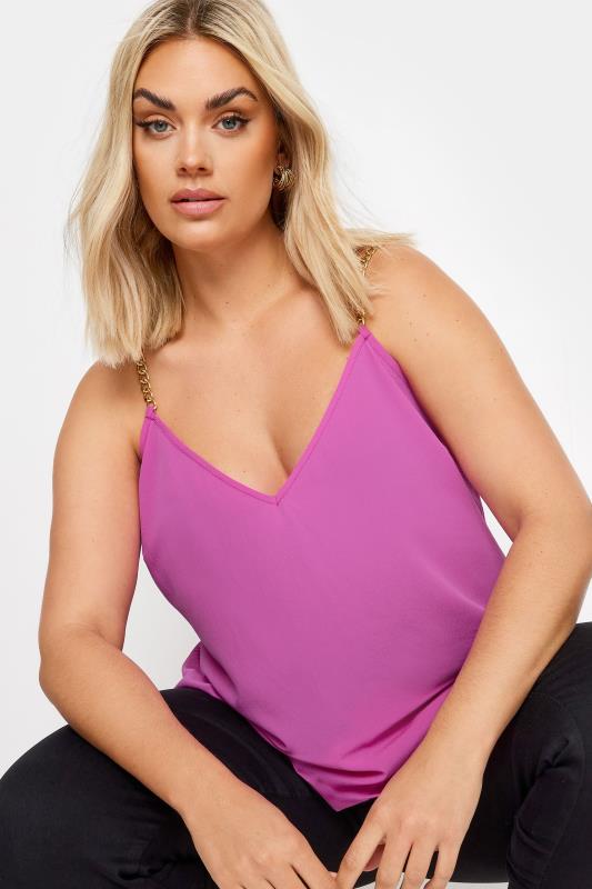 LIMITED COLLECTION Plus Size Purple Chain Strap Cami Top | Yours Clothing 4