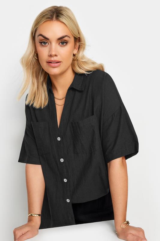 YOURS Plus Size Black Utility Linen Shirt | Yours Clothing 5