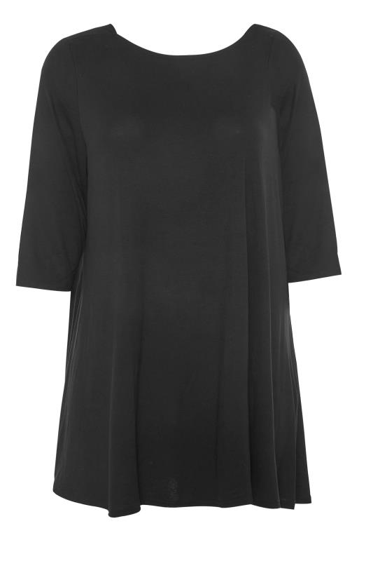 Plus Size Black Envelope Neck Swing Top | Yours Clothing 6