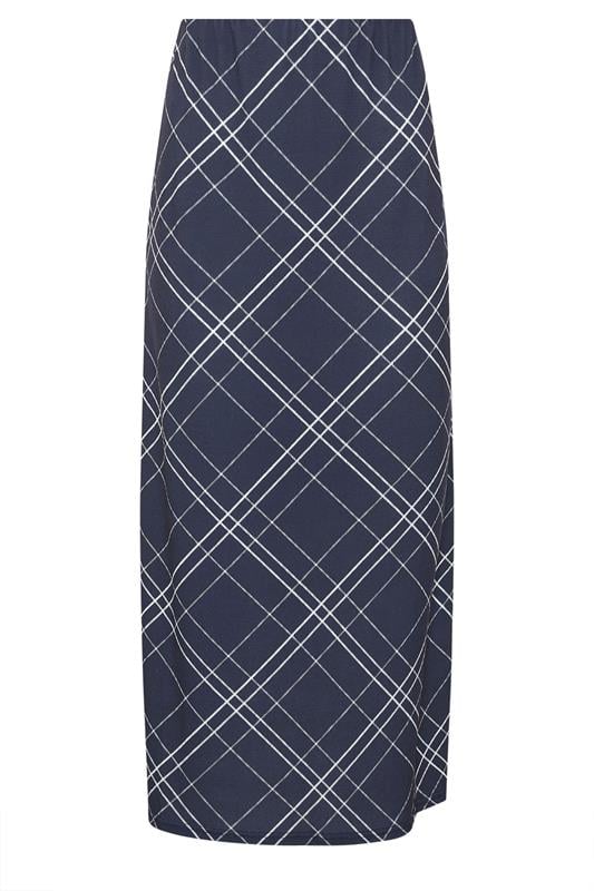 PixieGirl Petite Women's Navy Blue Check Maxi Skirt | PixieGirl 5