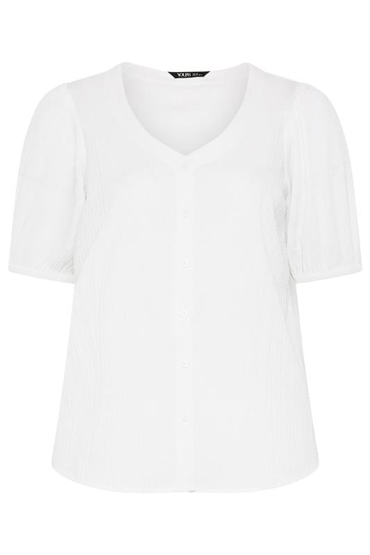 YOURS Plus Size White Textured Blouse | Yours Clothing 5