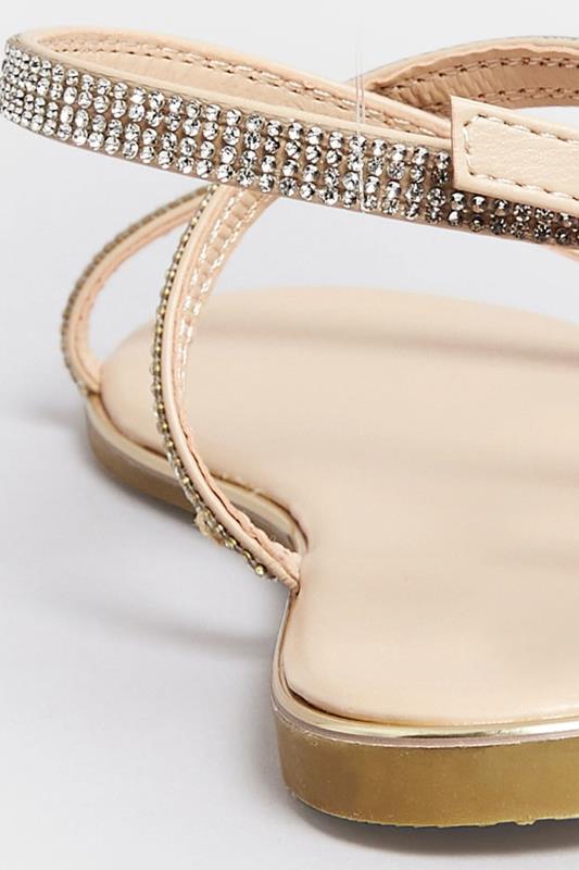 PixieGirl Rose Gold Diamante Sandals In Standard Fit | PixieGirl 4