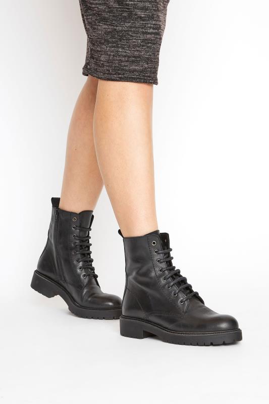 Black Lace Up Leather Boots | Long Tall Sally  2