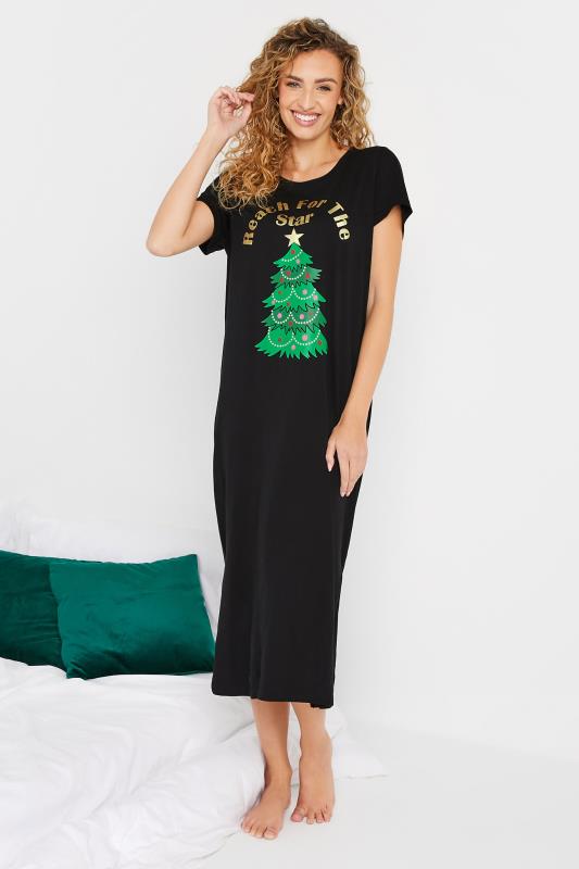 LTS Tall Black 'Reach For The Star' Christmas Nightdress | Long Tall Sally 1
