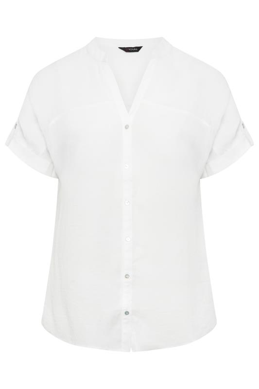 YOURS Plus Size White Button Through Short Sleeve Shirt | Yours Clothing 5