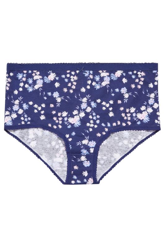 5 PACK Curve Blue Ditsy Floral High Waisted Full Briefs 3