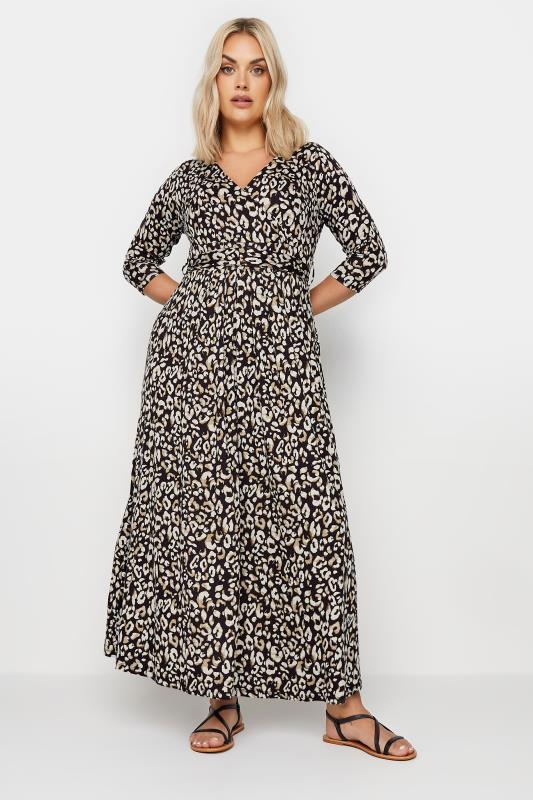YOURS Plus Size Black Leopard Print Maxi Print | Yours Clothing 1