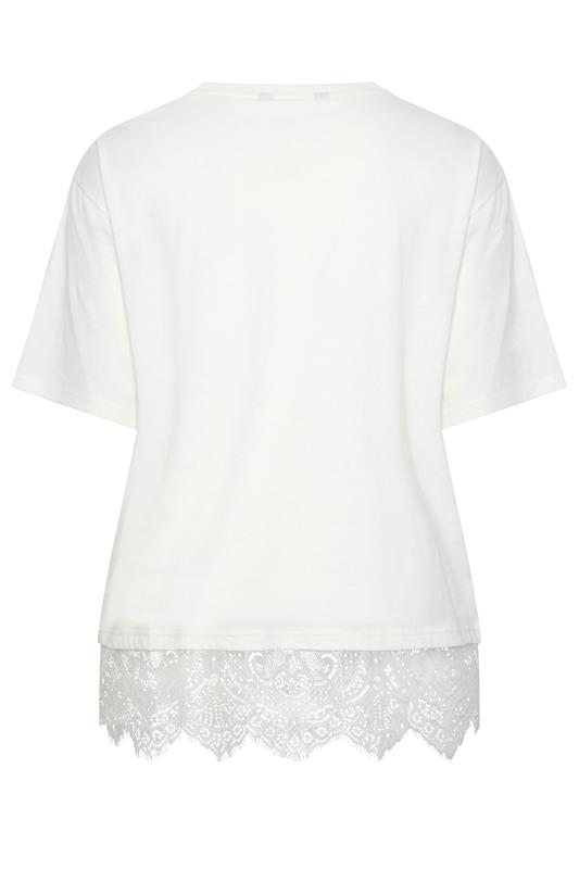 YOURS Plus Size Ivory White Lace T-Shirt | Yours Clothing 6