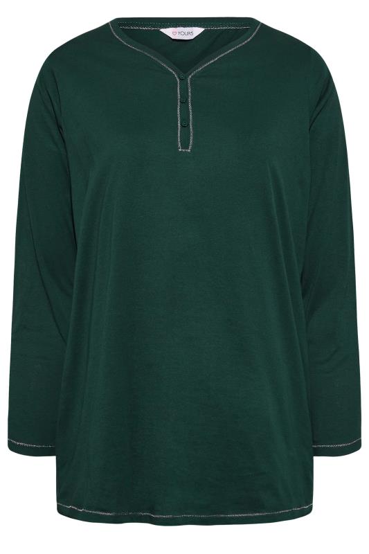 Plus Size Forest Green Long Sleeve Pyjama Top | Yours Clothing  6
