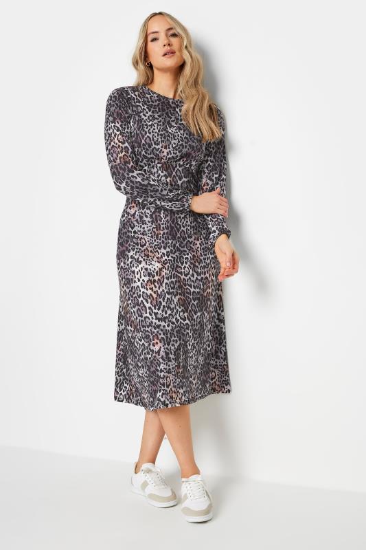  Grande Taille LTS Tall Grey Leopard Print Midi Dress