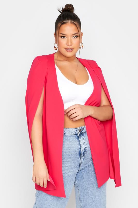  Grande Taille LIMITED COLLECTION Curve Hot Pink Cape Blazer