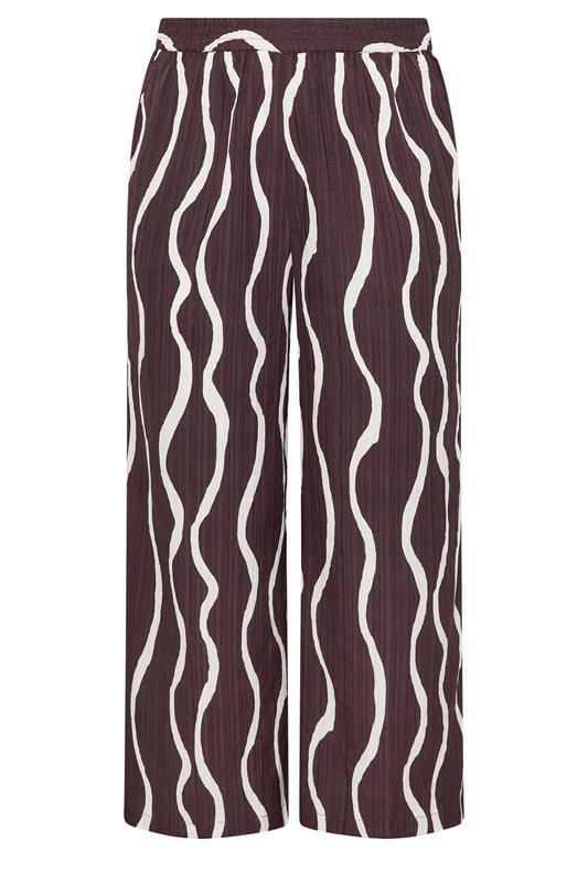 LIMITED COLLECTION Plus Size Brown Wavy Print Wide Leg Trousers | Yours Clothing 5