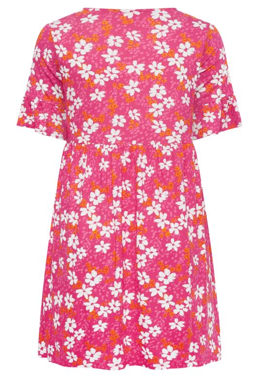 YOURS Curve Plus Size Pink Floral Tunic Dress | Yours Clothing  8