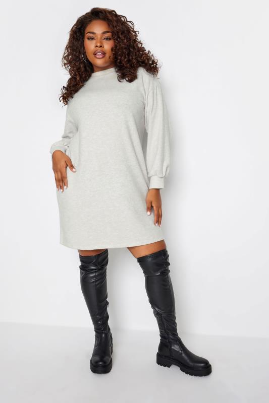 YOURS Plus Size White Soft Touch Jumper Dress | Yours Clothing 2