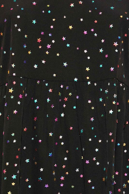 LIMITED COLLECTION Plus Size Black & Rainbow Star Peplum Blouse | Yours Clothing 6