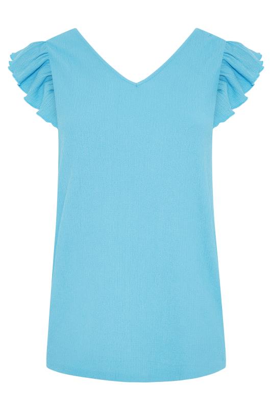Blue Frill Sleeve Vest Top | Yours Clothing 6