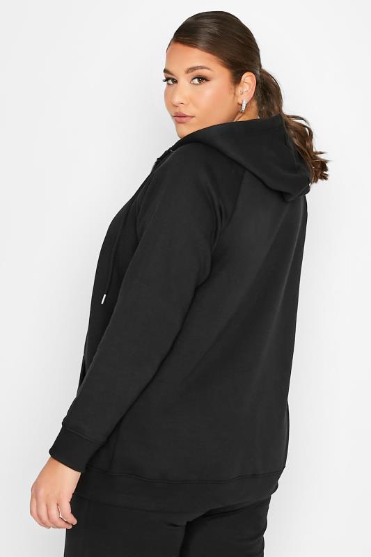 Plus Size Black Basic Zip Through Hoodie | Yours Clothing 3