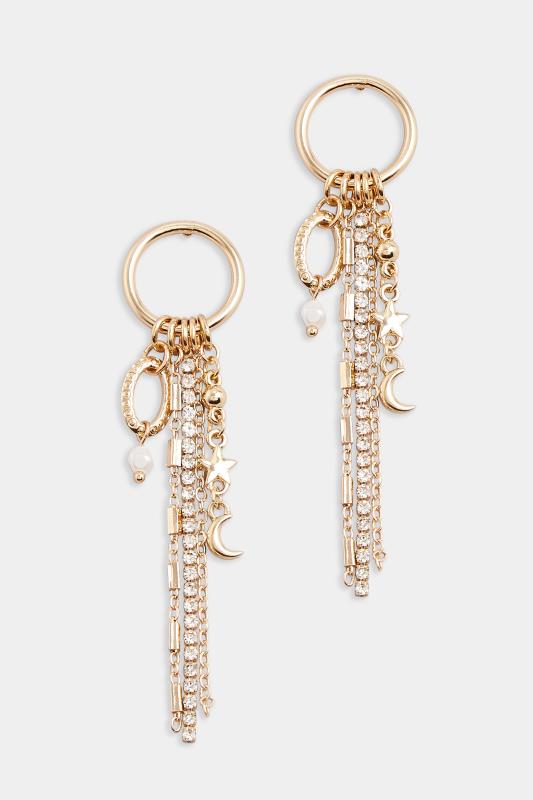 Gold Tone Diamante Tassel Earrings | Yours Clothing 2