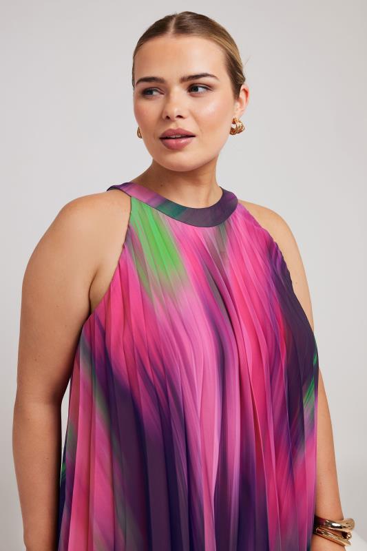 YOURS LONDON Plus Size Pink Abstract Print Halter Neck Top | Yours Clothing 4