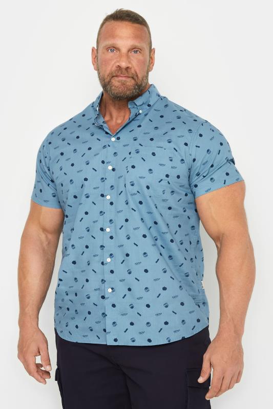 Men's  BLEND Big & Tall Blue Burger Print Short Sleeve Shirt